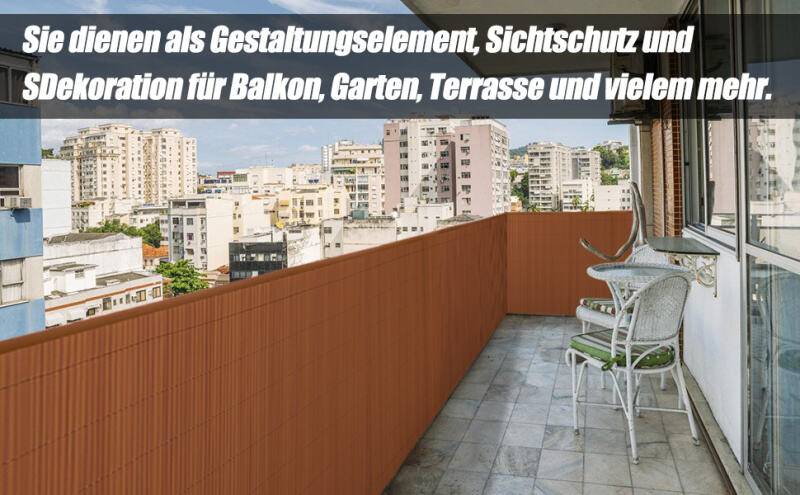 PVC Sichtschutzmatte Sichtschutzzaun UV-Schutz Balkon Terrasse Windschutz Sichtschutz Outdoor Balkonverkleidung Wetterfest für Balkon Garten Markise