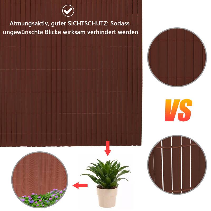 PVC Sichtschutzmatte Sichtschutzzaun UV-Schutz Balkon Terrasse Windschutz Sichtschutz Outdoor Balkonverkleidung Wetterfest für Balkon Garten Markise