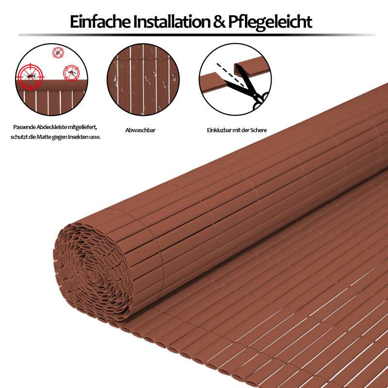 PVC Sichtschutzmatte Sichtschutzzaun UV-Schutz Balkon Terrasse Windschutz Sichtschutz Outdoor Balkonverkleidung Wetterfest für Balkon Garten Markise