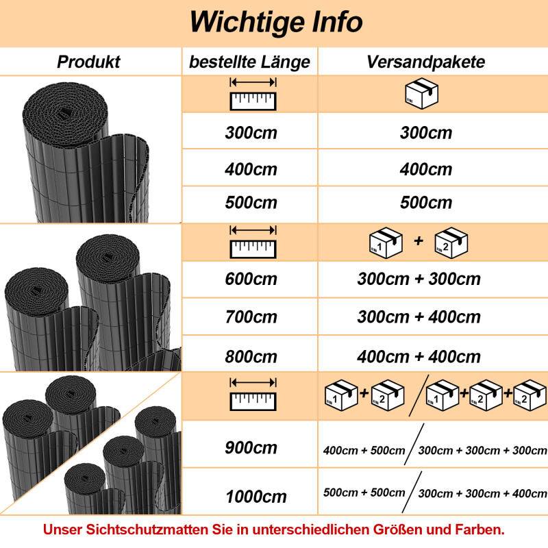 PVC Sichtschutzmatte mit Kabelbindern Outdoor Balkonverkleidung Wetterfest UV-Schutz Sichtschutzzaun Balkon Terrasse Windschutz Sichtschutz für