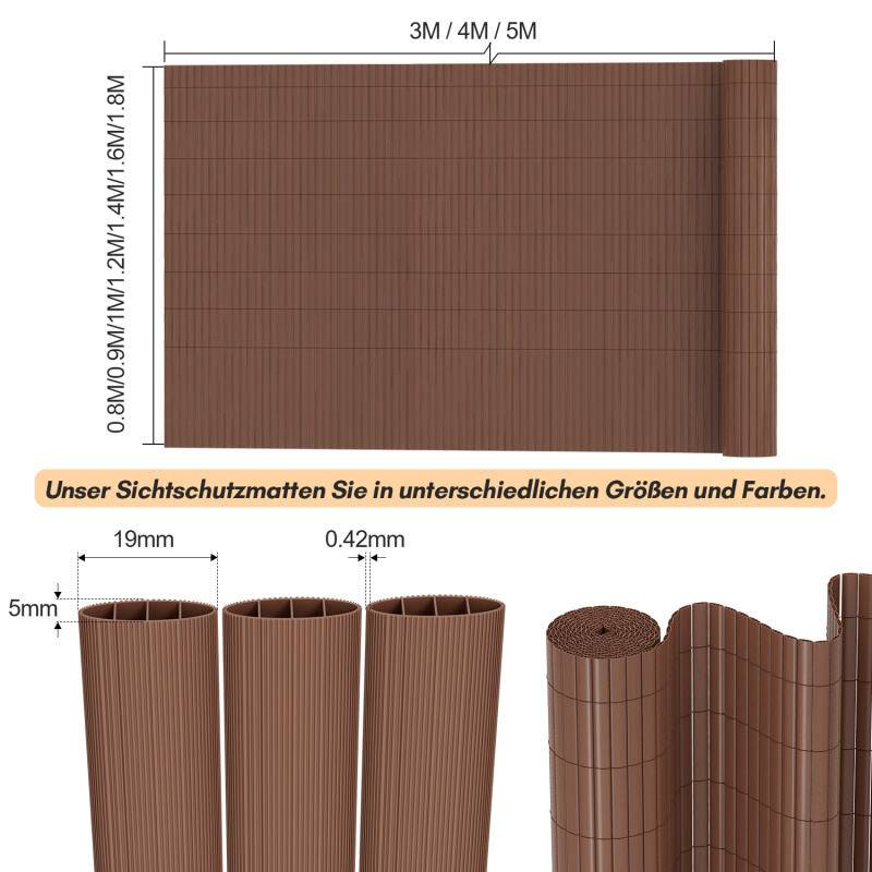 PVC Sichtschutzmatte mit Kabelbindern Outdoor Balkonverkleidung Wetterfest UV-Schutz Sichtschutzzaun Balkon Terrasse Windschutz Sichtschutz für