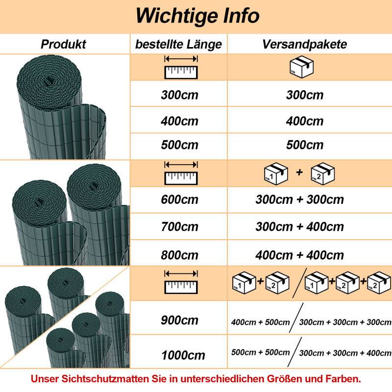 PVC Sichtschutzmatte Outdoor Balkonverkleidung Wetterfest UV-Schutz Sichtschutzzaun Balkon Terrasse Windschutz Sichtschutz für Balkon Garten Markise