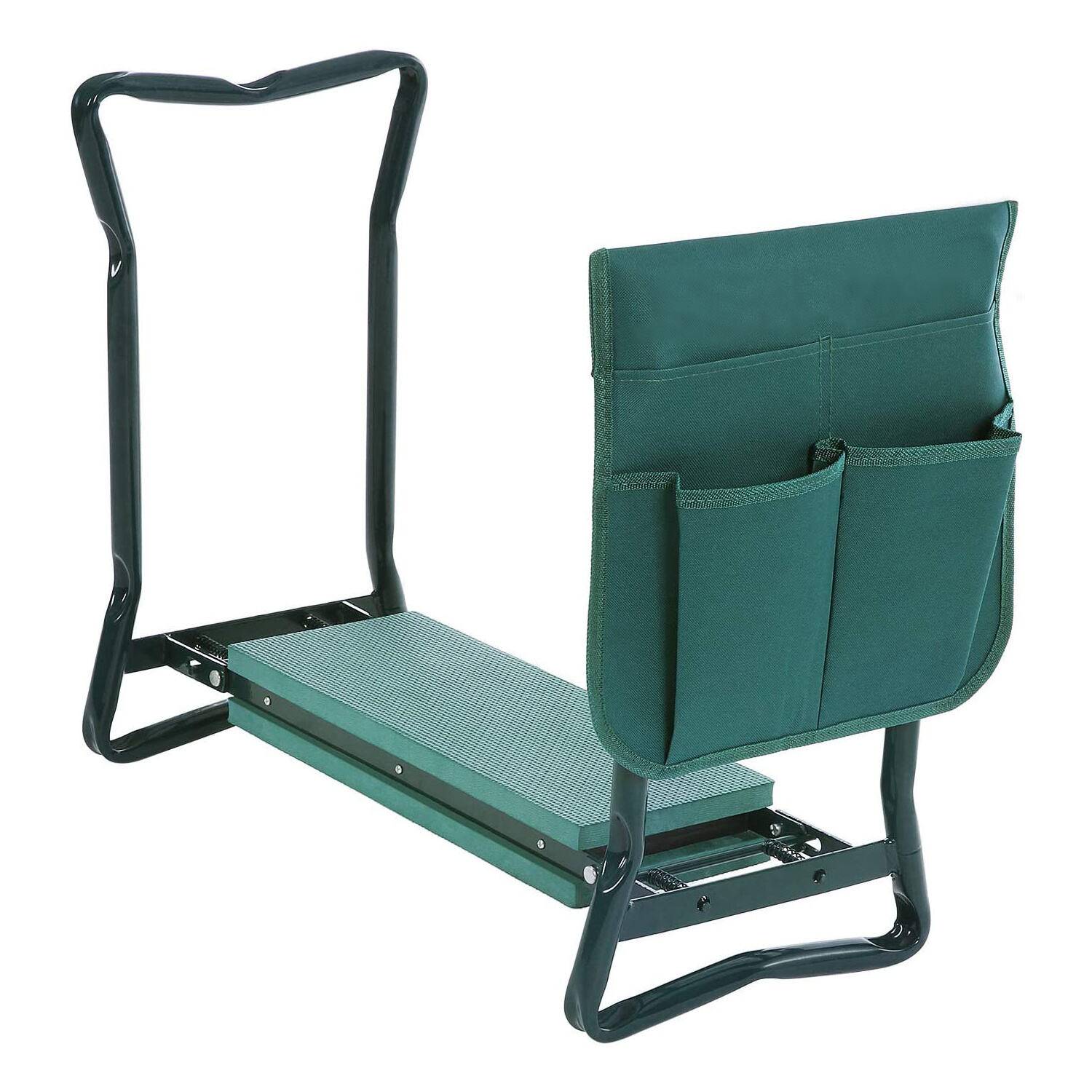 Klappbare 2 in 1 Kniebank mit Taschen als Hocker oder Kniekissen für Gartenarbeit bis 150kg Grün