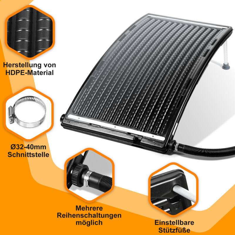 solarheizung Durchflussmengen von bis zu 10.000 Litern pro Stunde Gebogener Solar-Heizung für Pool 2 Stück 110x69x14cm