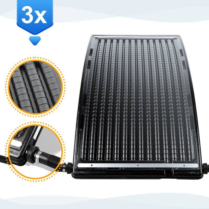 solarheizung Durchflussmengen von bis zu 10.000 Litern pro Stunde Gebogener Solar-Heizung für Pool 3 Stück 110x69x14cm