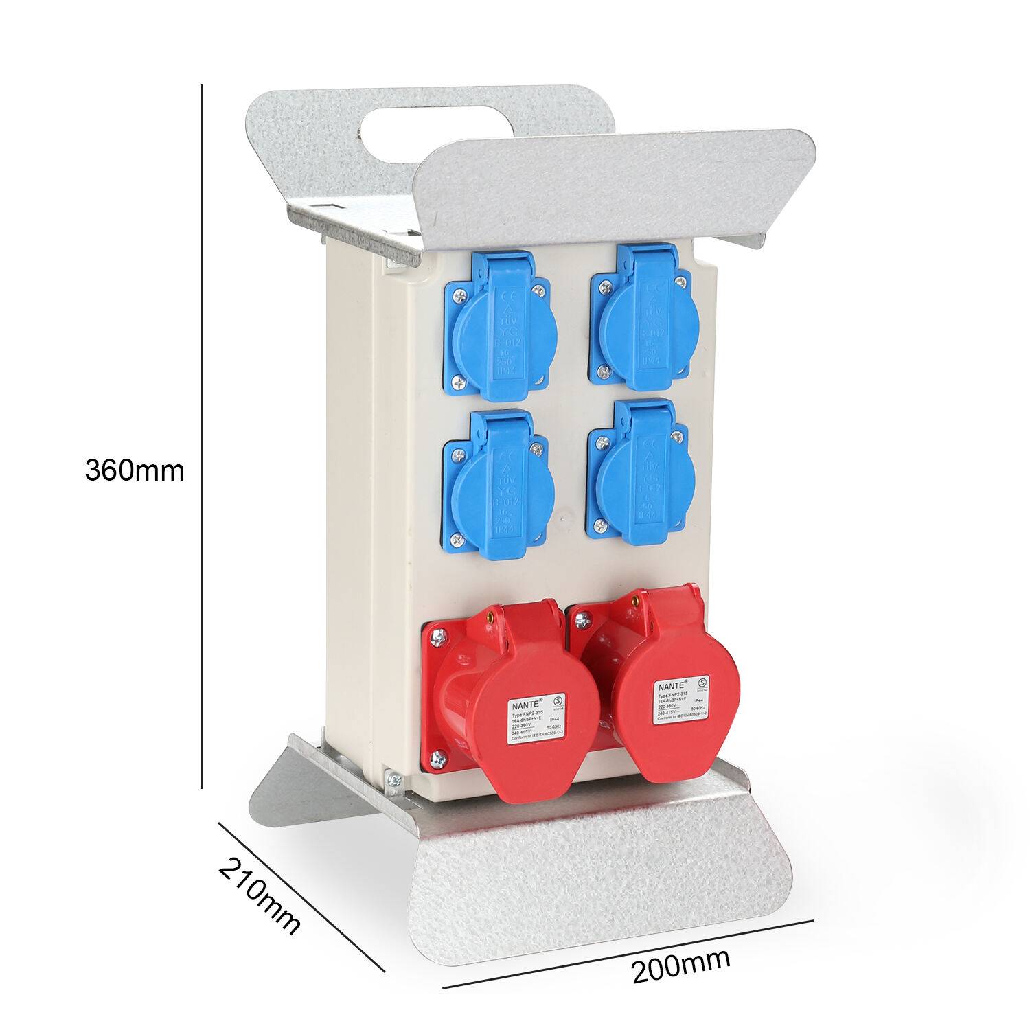 Stromverteiler Baustromverteiler Verteiler CEE Kraftstrom Steckdose IP44 für Baustelle 16A 2x400V 4x230V Schuko