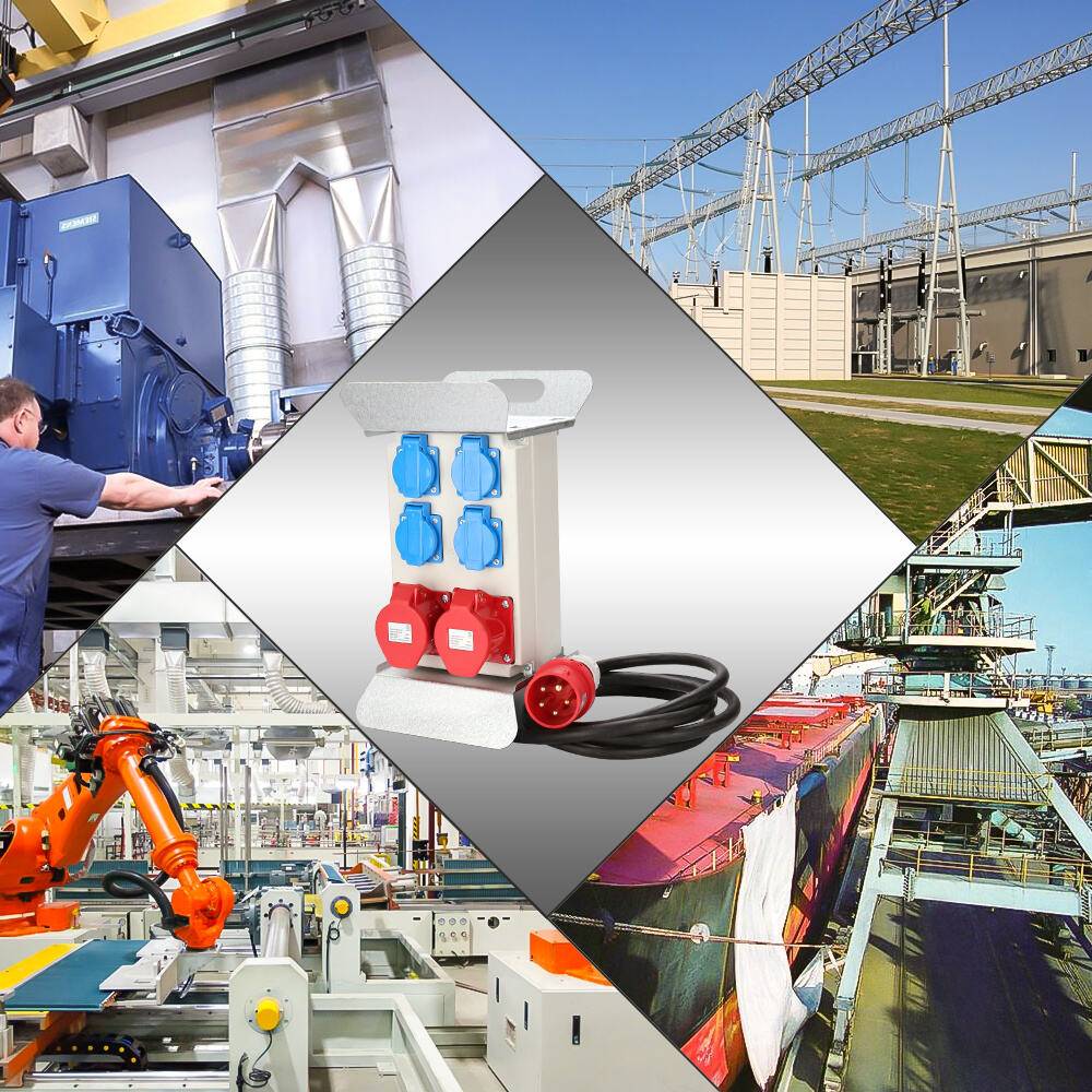 Stromverteiler Baustromverteiler Verteiler CEE Kraftstrom Steckdose IP44 für Baustelle 16A 2x400V 4x230V Schuko