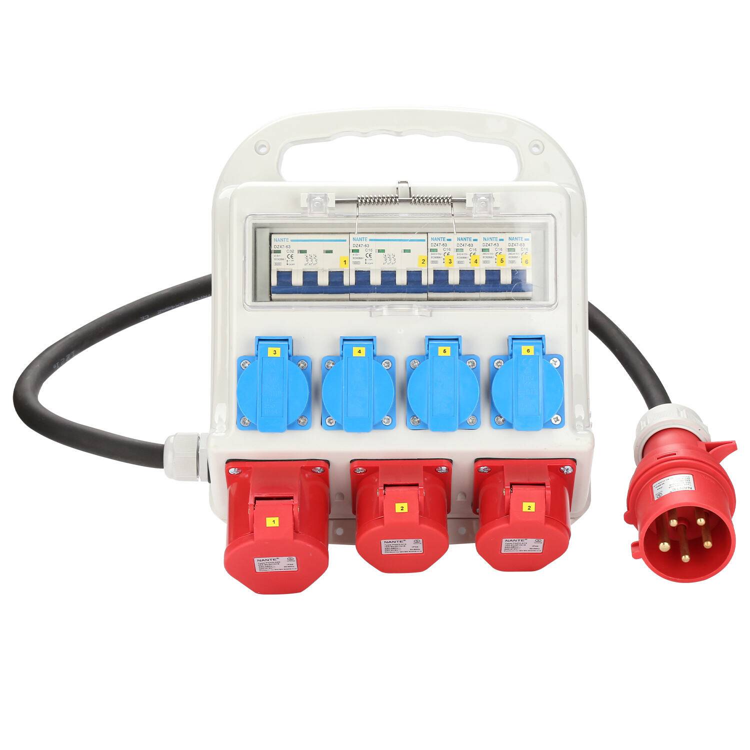 Stromverteiler Baustromverteiler Verteiler CEE Kraftstrom Steckdose IP44 für Baustelle 2x400V-16A 1x400V-32A 4x230V Schuko