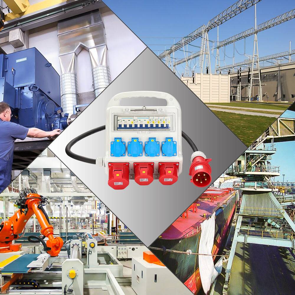 Stromverteiler Baustromverteiler Verteiler CEE Kraftstrom Steckdose IP44 für Baustelle 2x400V-16A 1x400V-32A 4x230V Schuko