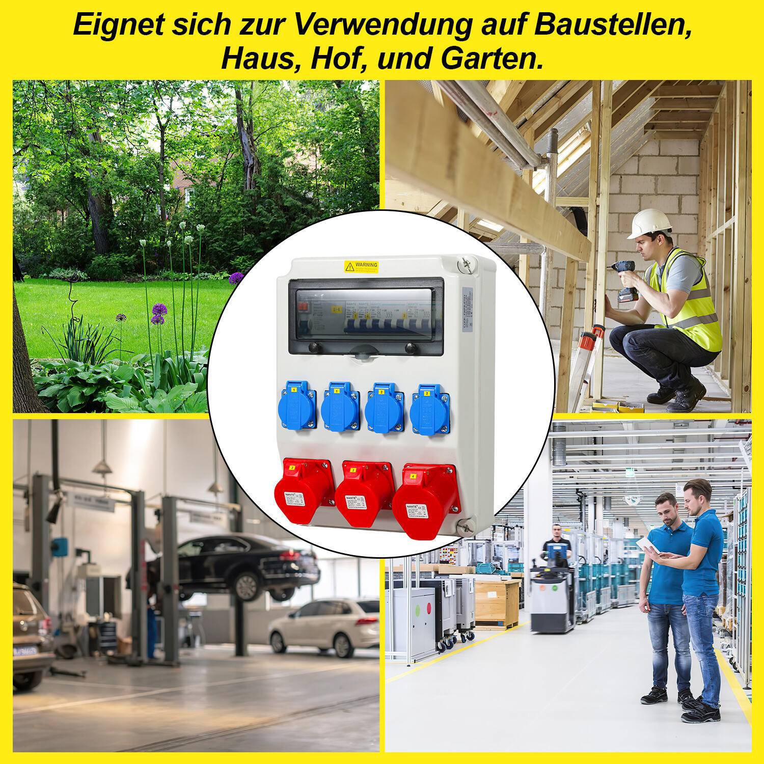 Stromverteiler Baustromverteiler Verteiler Wandverteiler CEE Kraftstrom Steckdose IP44 für Baustelle 1X32A 2X16A 4x230V MIT LS+FI