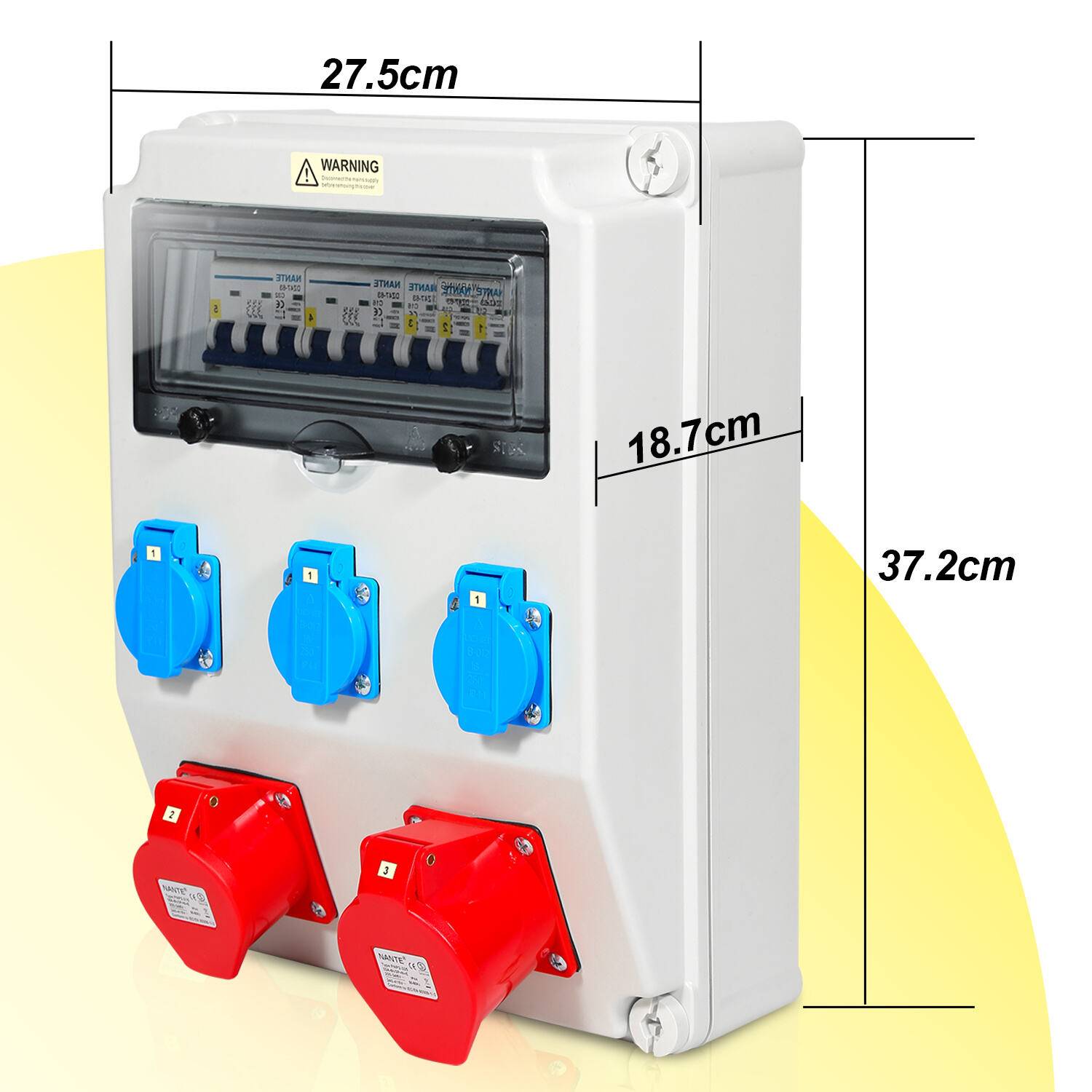Stromverteiler Baustromverteiler Verteiler Wandverteiler CEE Kraftstrom Steckdose IP44 für Baustelle 1X32A 1X16A 3x230V MIT LS