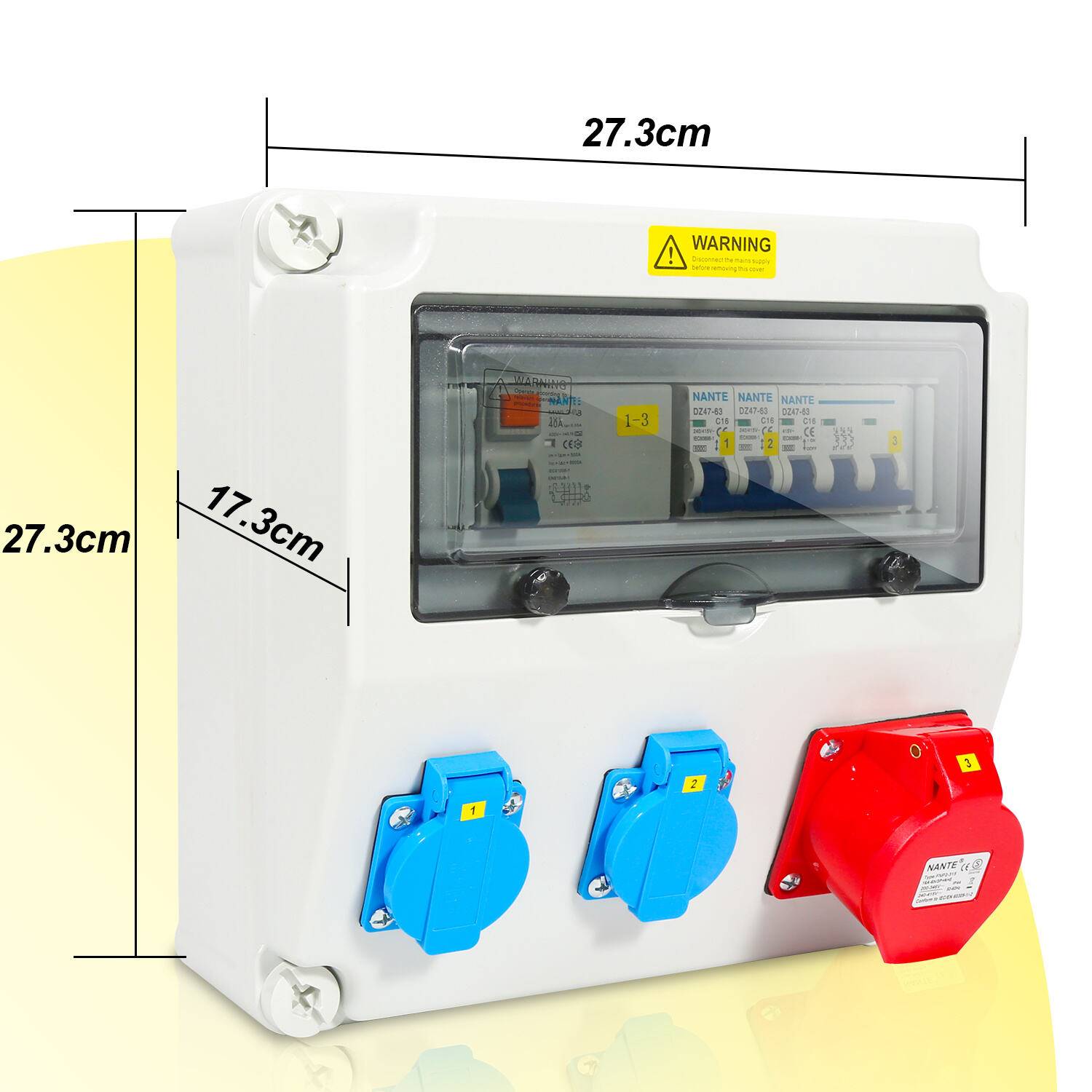 Stromverteiler Baustromverteiler Verteiler Wandverteiler CEE Kraftstrom Steckdose IP44 für Baustelle 1X16A 2x230V MIT LS+FI