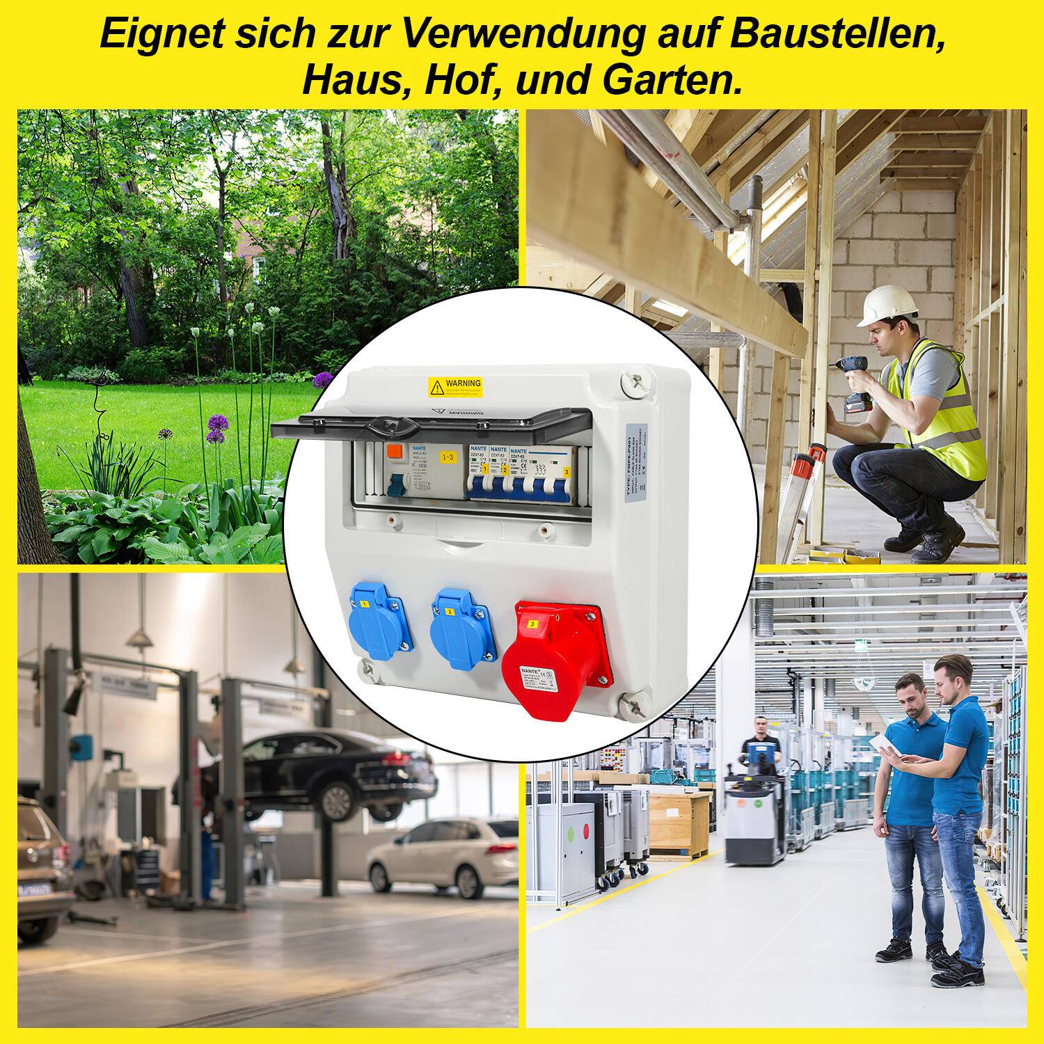 Stromverteiler Baustromverteiler Verteiler Wandverteiler CEE Kraftstrom Steckdose IP44 für Baustelle 1X16A 2x230V MIT LS+FI