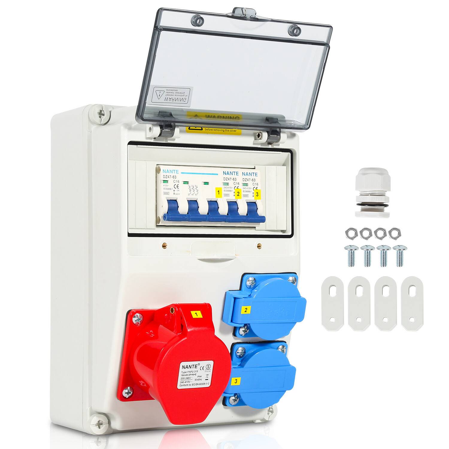 Stromverteiler Baustromverteiler Verteiler Wandverteiler CEE Kraftstrom Steckdose IP44 für Baustelle 1X16A 2x230V MIT LS