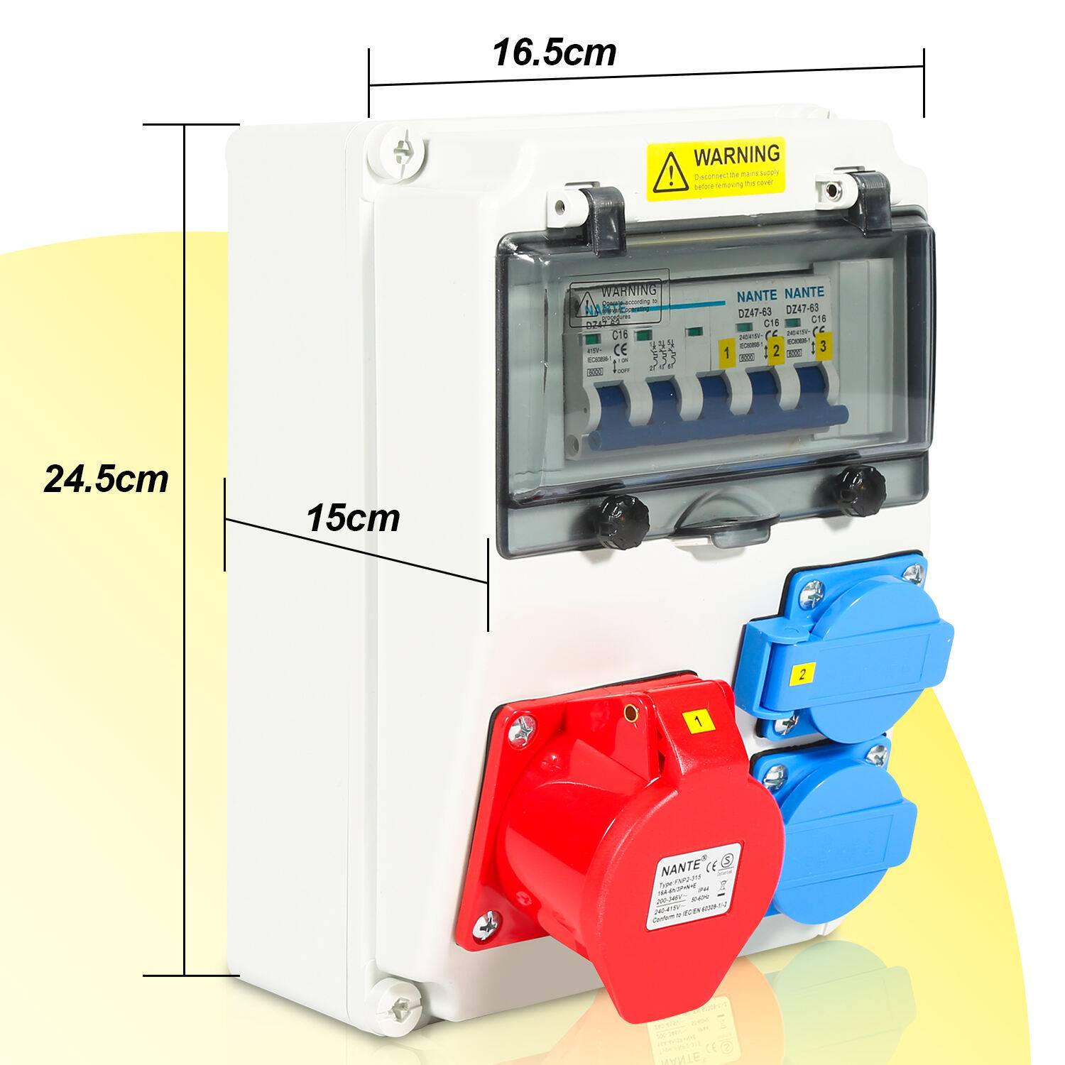 Stromverteiler Baustromverteiler Verteiler Wandverteiler CEE Kraftstrom Steckdose IP44 für Baustelle 1X16A 2x230V MIT LS