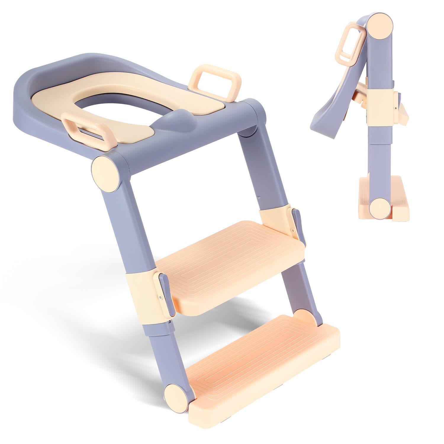 Toilettentrainer Lerntöpfchen mit Treppe Justierbarer für Kinder Töpfchen Toilettensitz Rutschfest Töpfchentrainer lila