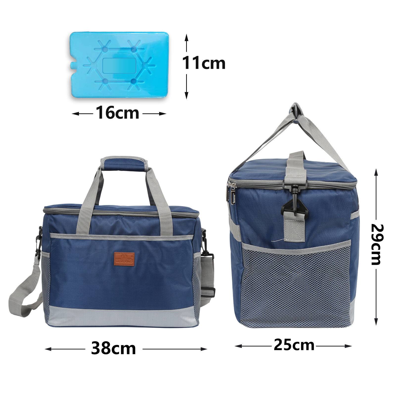 Kühltasche 25L Picknicktasche Thermotasche Kühlbox Groß Isoliert Faltbar Lunchtasche Mittagessen Tasche Isoliertasche mit 2er Kühlakkus Blau