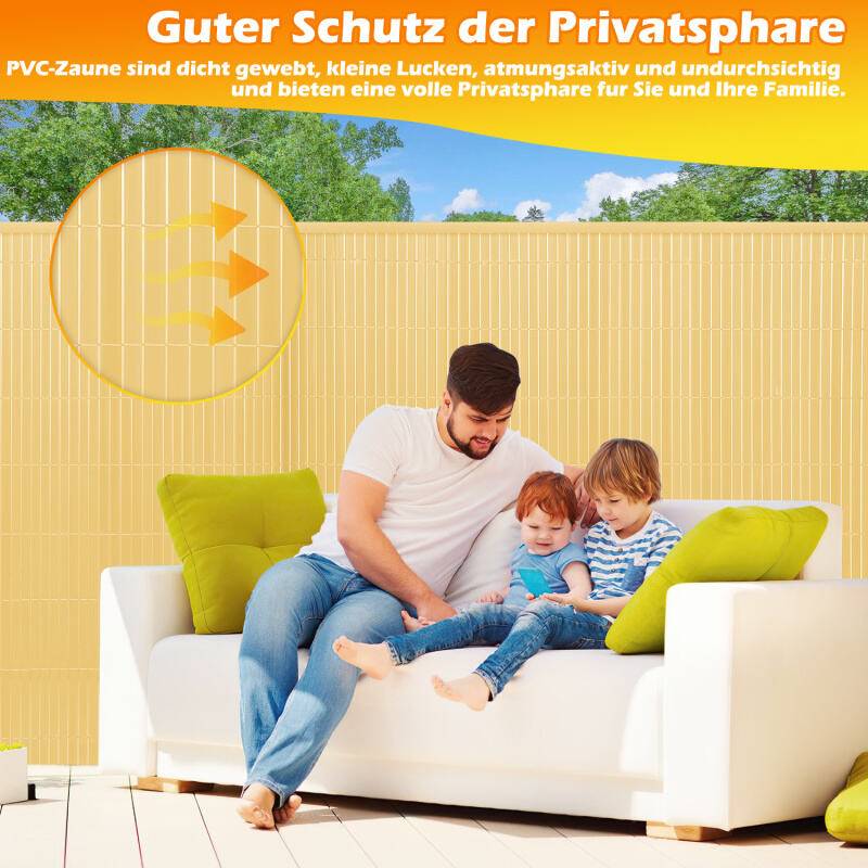Sichtschutzmatte PVC Sichtschutzzaun Bambus Windschutz fur Garten Balkon und Terrasse 120x600cm