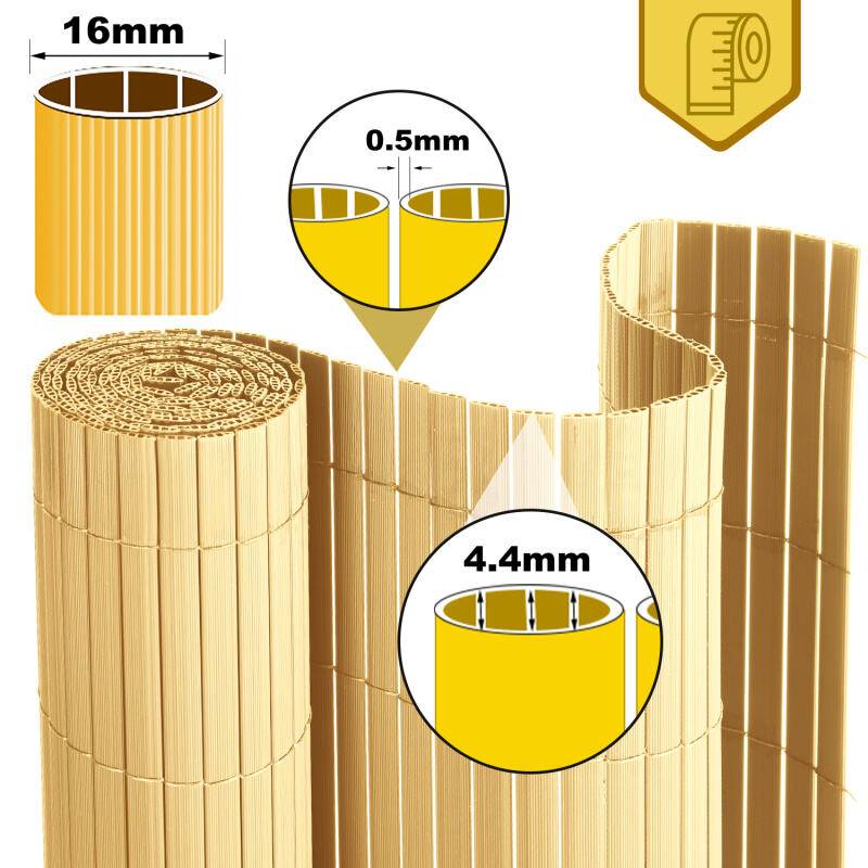 PVC Sichtschutzzaun Sichtschutzmatte Gartenzaun Sichtschutz Windschutz für Balkon Terrasse, Bambus 100x500cm