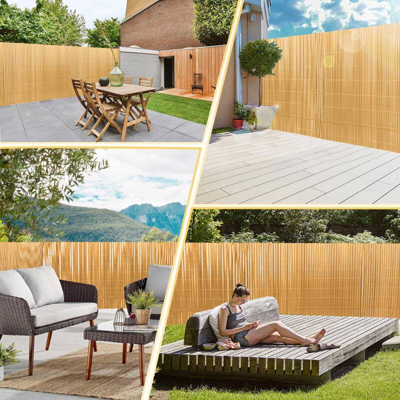 80x400cm Sichtschutzmatte PVC Bambus Sichtschutz Garten Sichtschutzzaun Balkon Zaun Windschutz Balkonverkleidung, Bambus