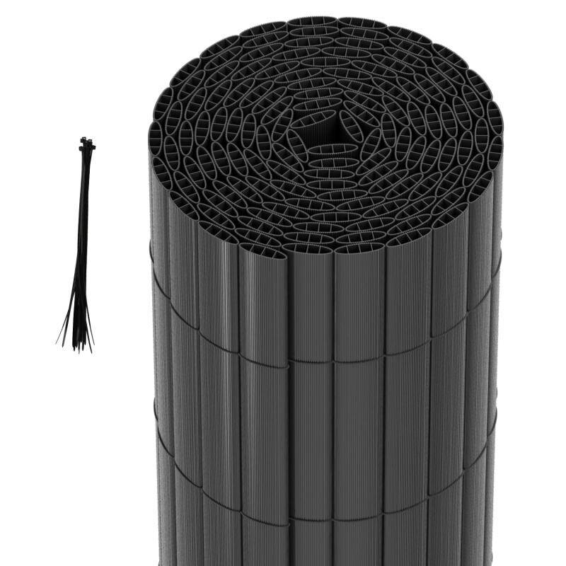 PVC Sichtschutzzaun Sichtschutzmatte Gartenzaun Sichtschutz Windschutz für Balkon Terrasse, Grau 100x400cm