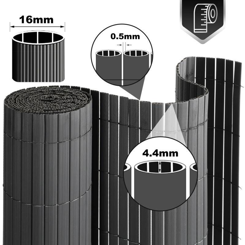 Sichtschutzmatte PVC Sichtschutzzaun grau Windschutz fur Garten Balkon und Terrasse 80x1000cm Stabile W-Form