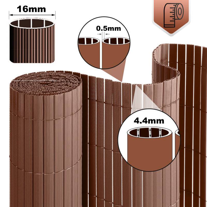 Sichtschutzmatte PVC Sichtschutzzaun braun Windschutz fur Garten Balkon und Terrasse 160x700cm Stabile W-Form