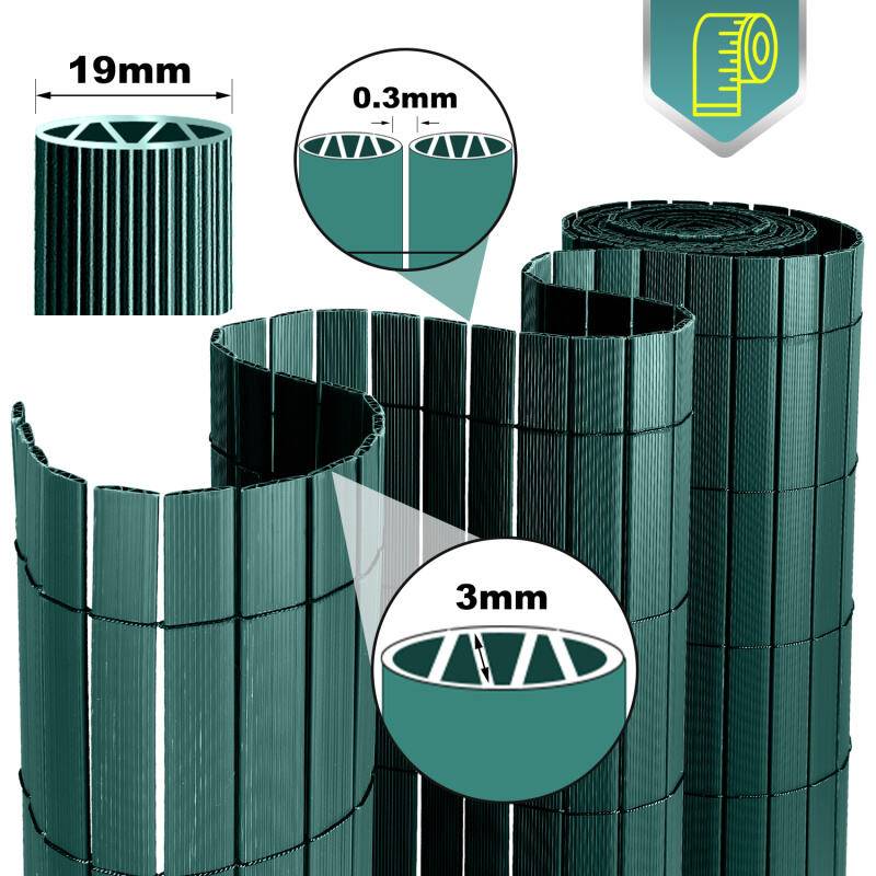PVC Sichtschutzzaun Sichtschutzmatte Gartenzaun Sichtschutz Windschutz für Balkon Terrasse, Grün 140x500cm