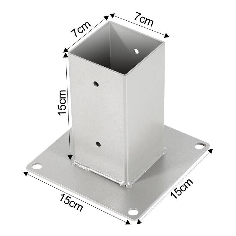 Aufschraubhülse für Vierkantholzpfosten Bodenhülse 70x70mm
