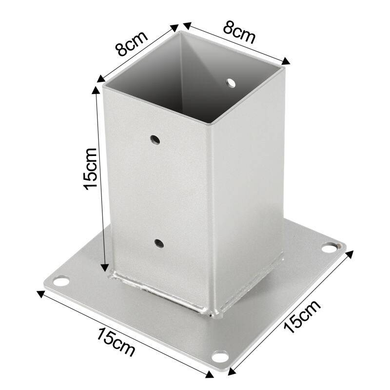 Aufschraubhülse Bodenhülse Zaunträger Silber 80x80mm