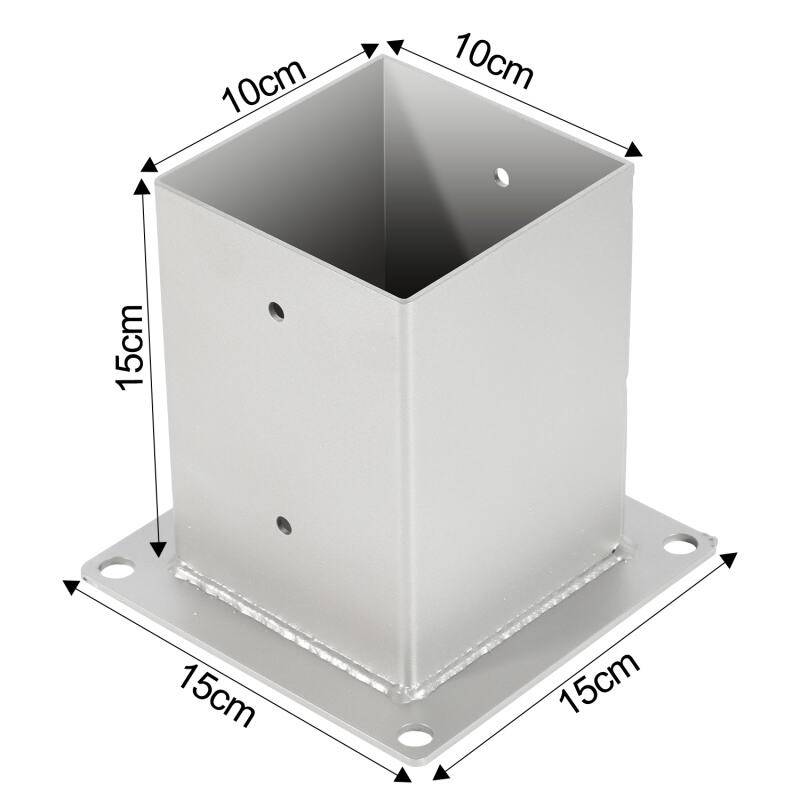 Aufschraubhülse 4 Stück Pfostenträger Zaunpfosten Einschlaghülse Silber 100x100mm