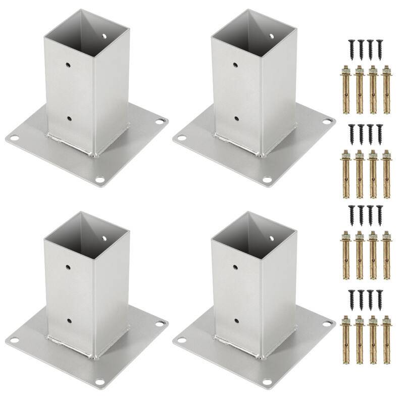 Aufschraubhülse Metall Pfostenanker Zaunträger Hülse Aufschraubbodenhülse 4 Stück 80*80mm