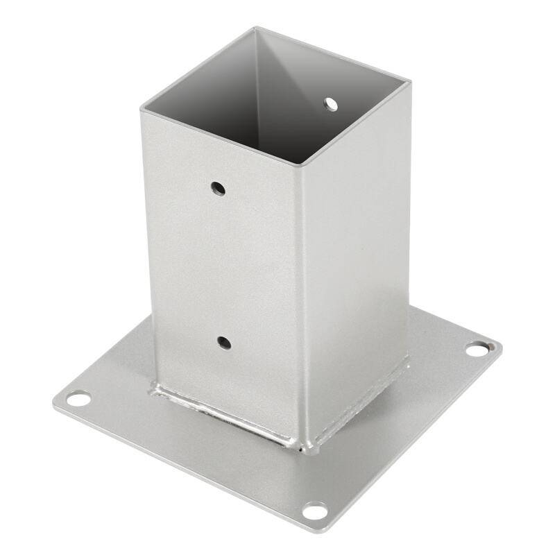 4 Stück Aufschraubhülse Pfostenträger für Vierkantholzpfosten Silber 80x80mm