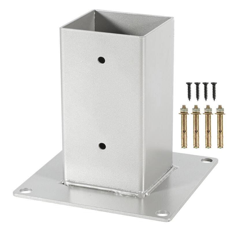 4x Aufschraubhülse Pfostenträger Pfosten Zaunpfosten Silber 80x80mm