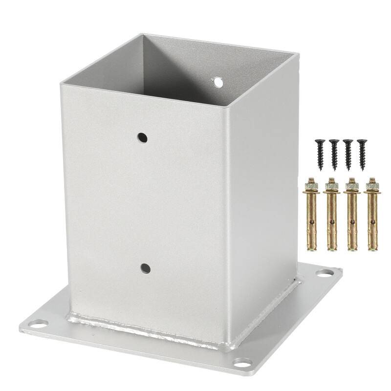 4x Aufschraubhülse Pfostenträger Pfosten Zaunpfosten Silber 100x100mm