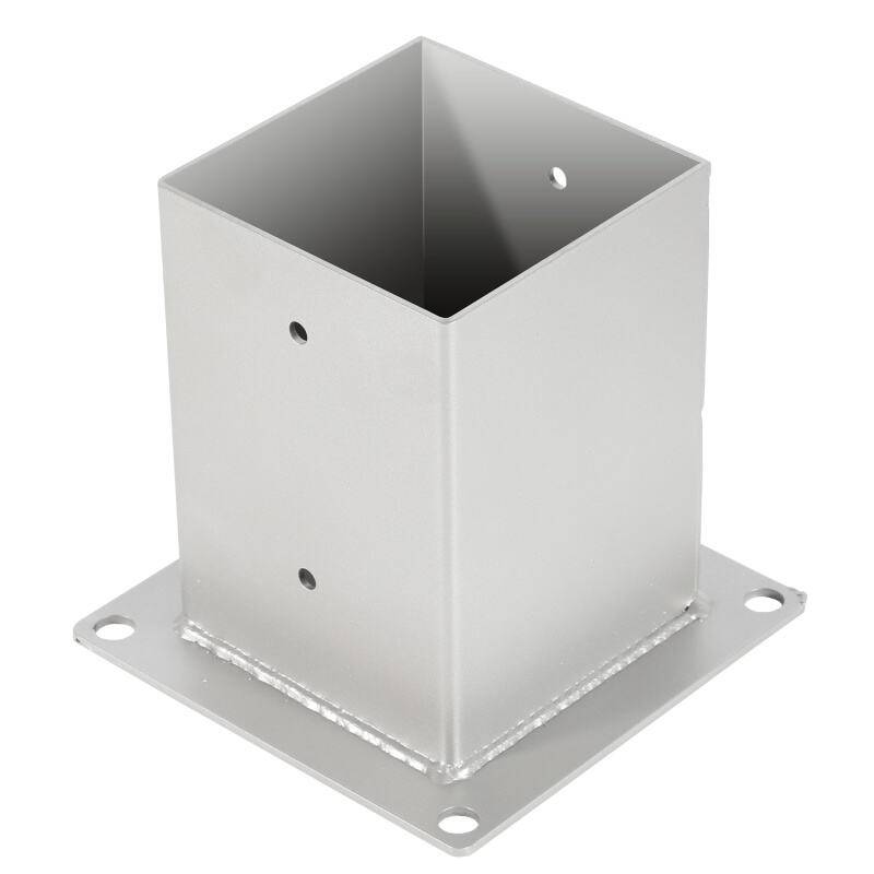 4 Stück Aufschraubhülse Pfostenträger für Vierkantholzpfosten Silber 100x100mm