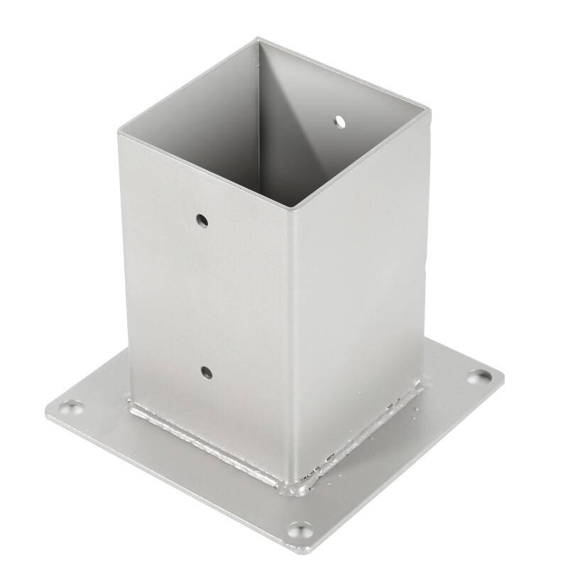 4 Stück Aufschraubhülse Pfostenträger für Vierkantholzpfosten Silber 90x90mm