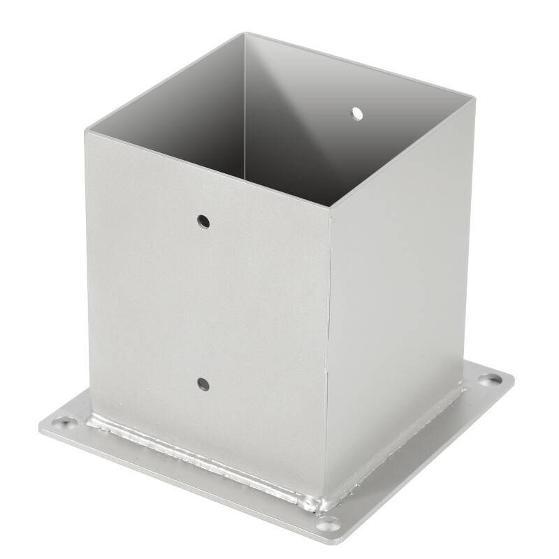 4 Stück Aufschraubhülse Pfostenträger für Vierkantholzpfosten Silber 120x120mm
