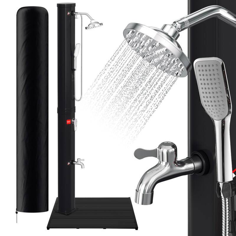 Solardusche Heizung Fusspumpe Gartenduschen Pool Pooldusche Gartendusche 40L (mit Schutzabdeckung、mit Handbrause、mit Bodenelement)