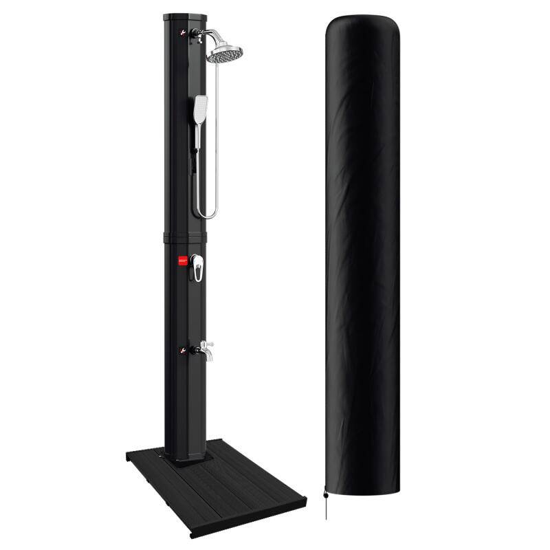 Solardusche Pooldusche Außendusche Shower Pool Reise Deluxe Gartendusche 40L (mit Schutzabdeckung、mit Handbrause、mit Bodenelement)