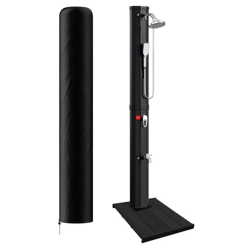 Solardusche Shower Garten Bodendusche Handdusche Gartendusche Pooldusche 40L (mit Schutzabdeckung、mit Handbrause、mit Bodenelement)