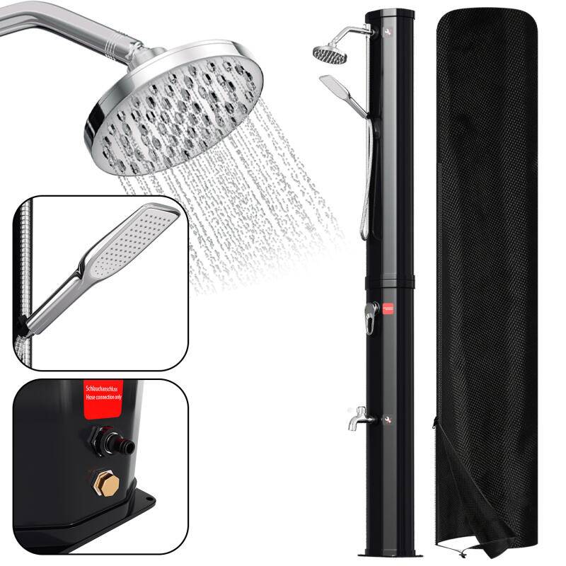 Solardusche Gartendusche Wasserhahn Camping Pooldusche Solar Außendusche 40L (mit Schutzabdeckung、mit Handbrause)