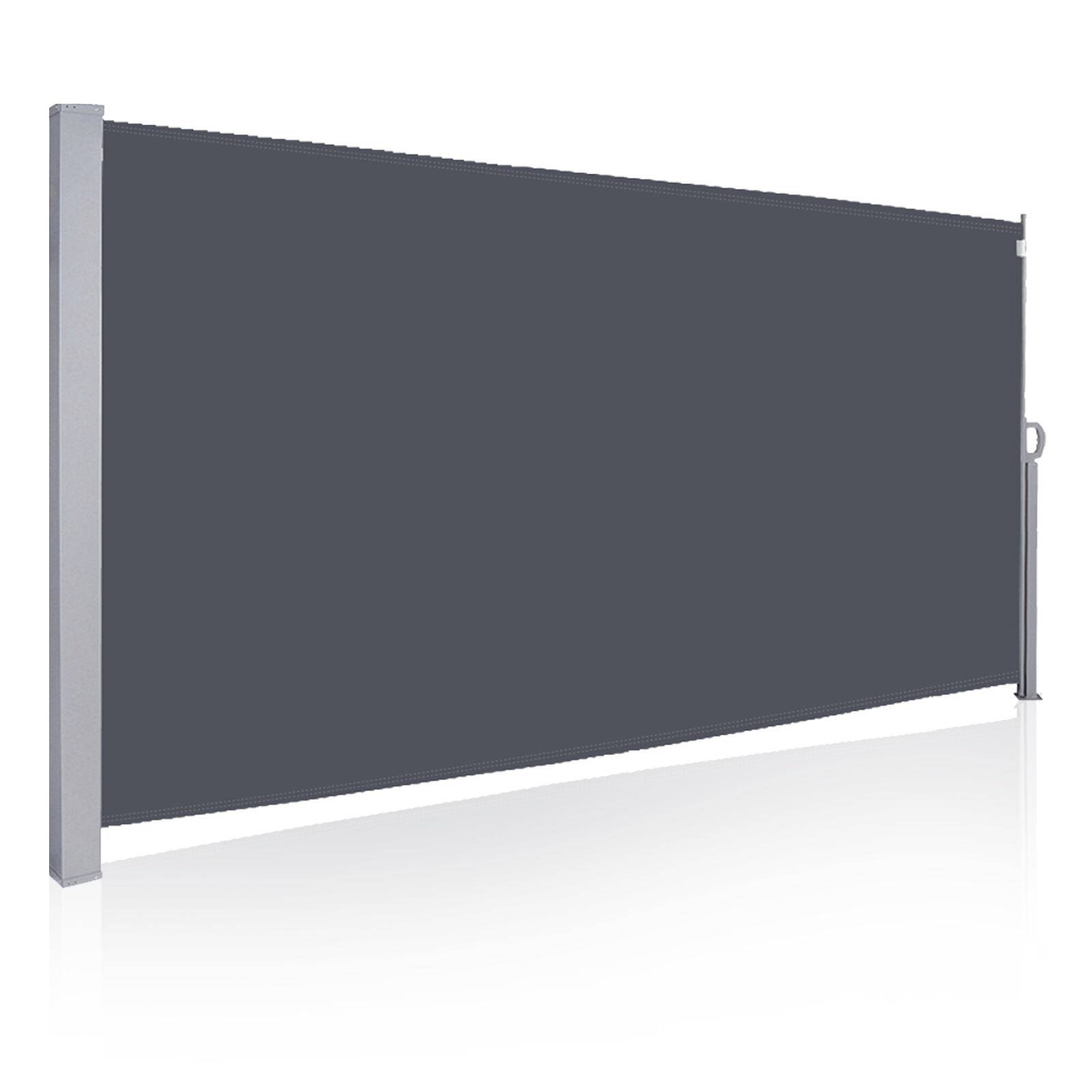 Seitenmarkise Ausziehbar Balkon Anthrazit Sonnenschutz Vollkassette Sichtschutz 140x300cm grau