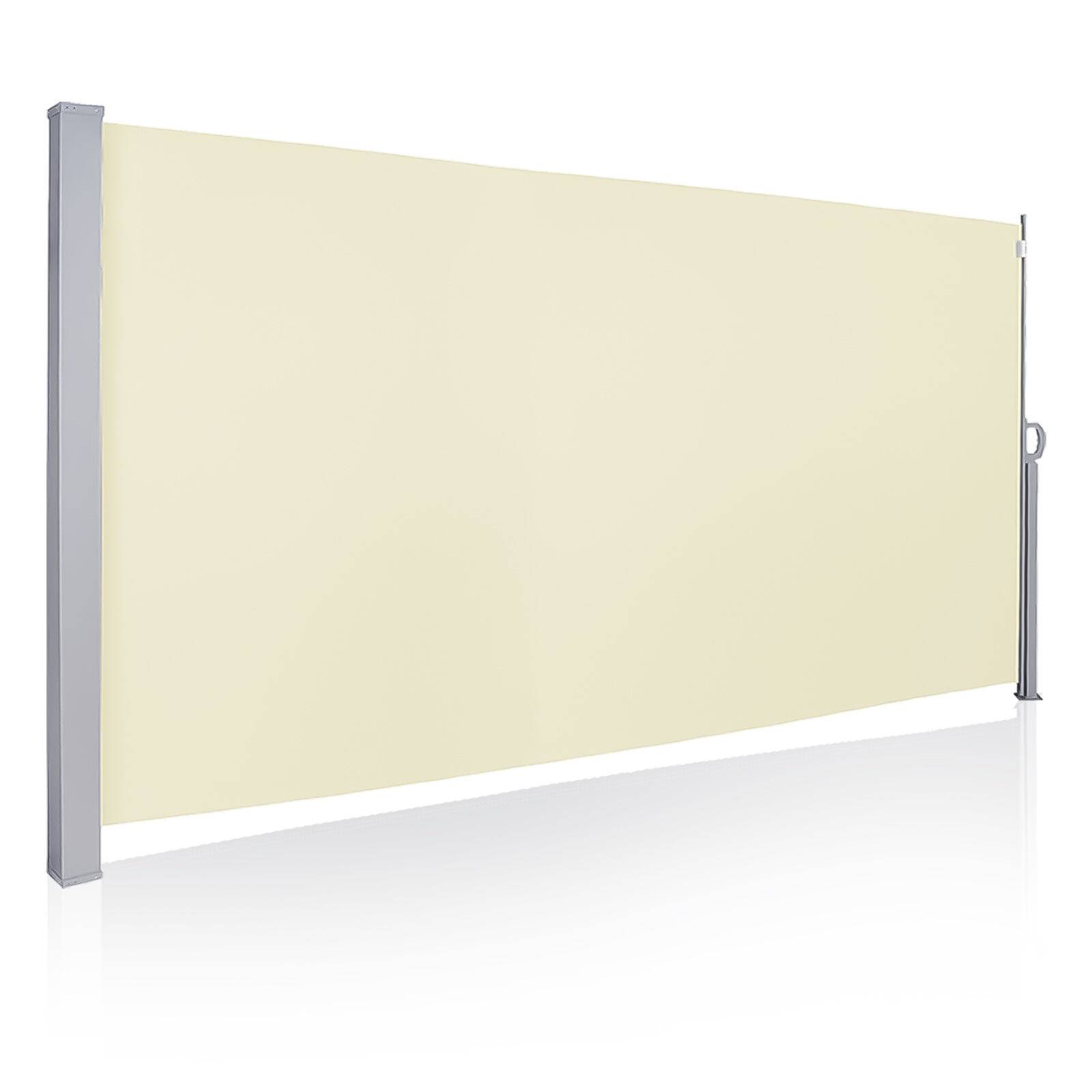 Seitenmarkise Ausziehbar Balkon Anthrazit Sonnenschutz Vollkassette Sichtschutz Beige 160x300cm