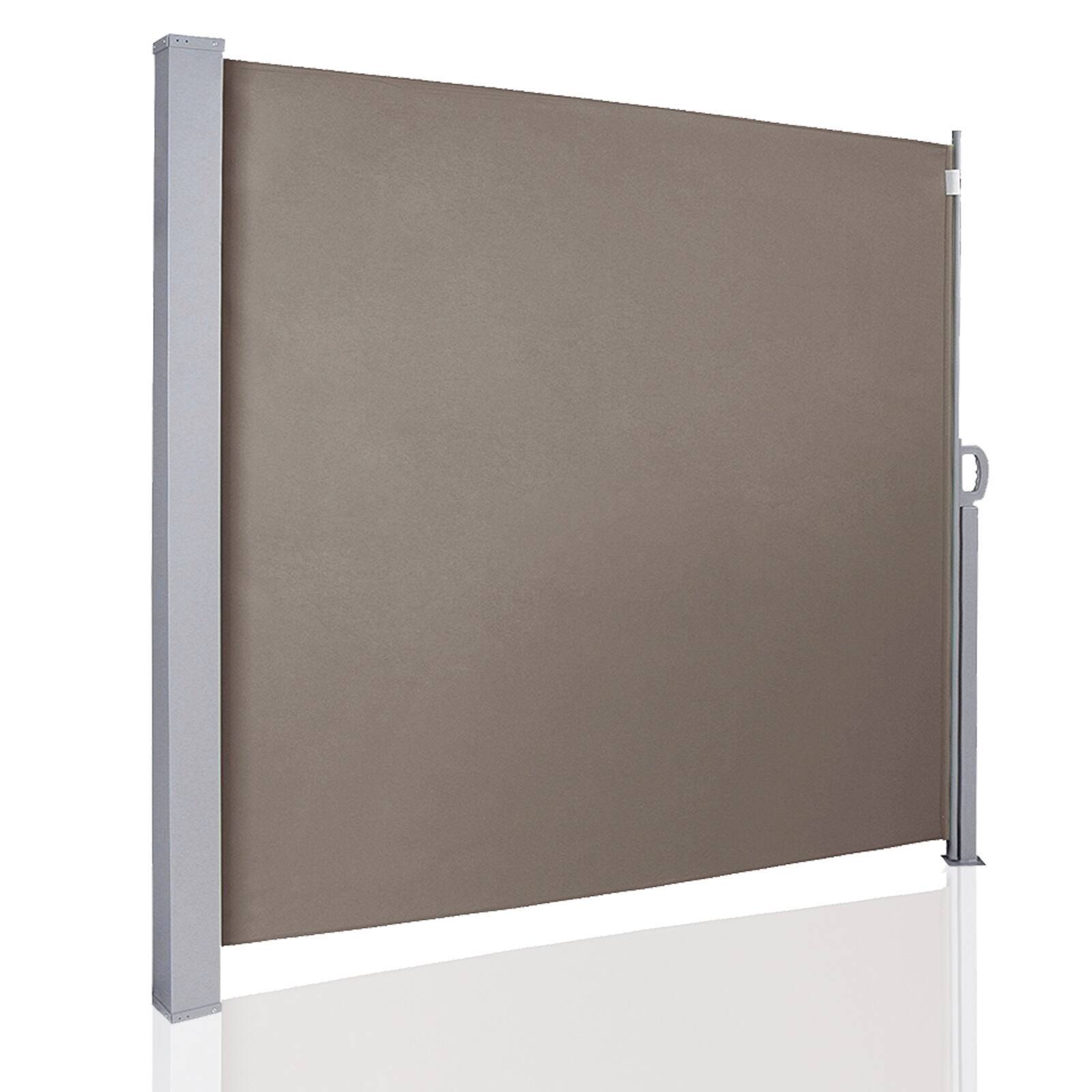 Seitenmarkise Ausziehbar Balkon Anthrazit Sonnenschutz Vollkassette Sichtschutz 180x300cm braun