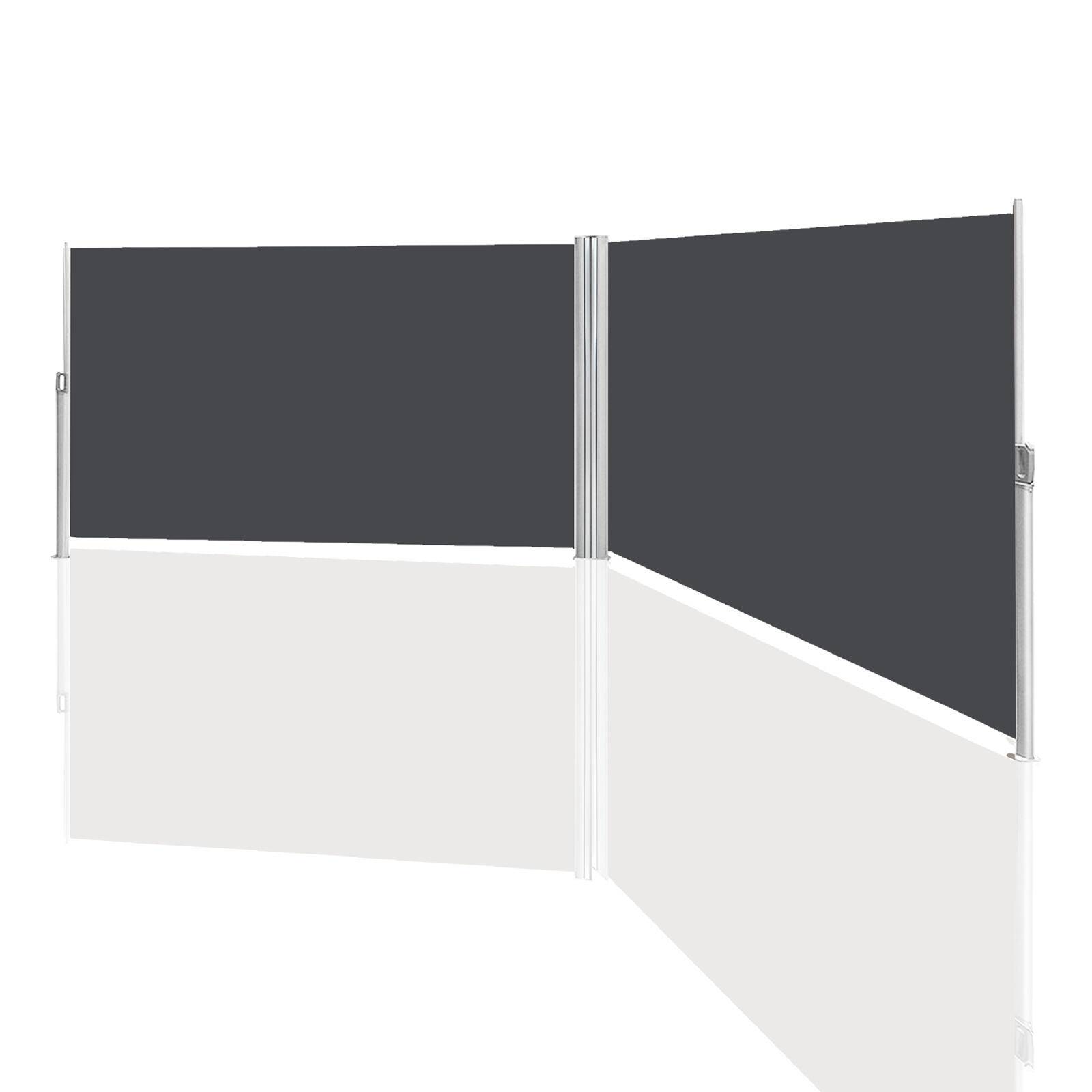 Seitenmarkise Ausziehbar Balkon Anthrazit Sonnenschutz Vollkassette Sichtschutz grau 180x600cm