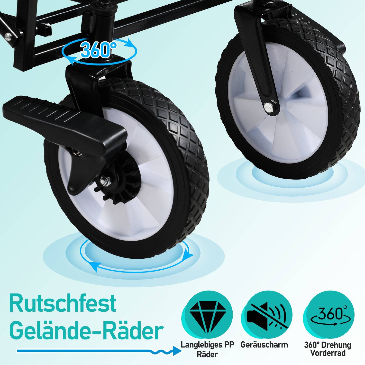 Bollerwagen faltbar mit Dach Handwagen Transportwagen Gerätewagen klappbar, Vollgummi-Reifen, bis 80 kg Gartenwagen Grau