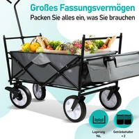 Bollerwagen mit Dach Faltbar Handwagen Klappbar Gerätewagen Gartenwagen Transportwagen mit Teleskopgriff Strandwagen Grau Bollerwagen mit Dach Faltbar Handwagen Klappbar Gerätewagen Gartenwagen Transportwagen mit Teleskopgriff Strandwagen Grau
