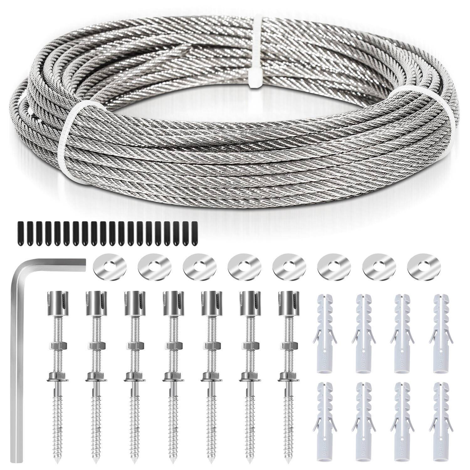 Rankhilfe Edelstahl Drahtseil Nature Rankseilsystem für Kletterpflanzen 12m Edelstahlseil Seilsystem 3mm Set mit Schrauben Pflanzen Spalier