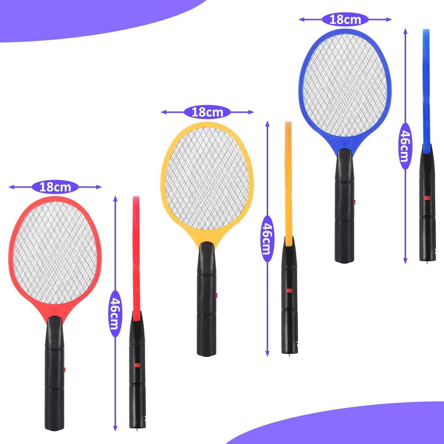 3er Set Elektrische Fliegenklatsche Doppeltes Sicherheitsnetz Fliegenfänger Insektenvernichter Mückenklatsche Elektronische Insektenfalle Insektensc